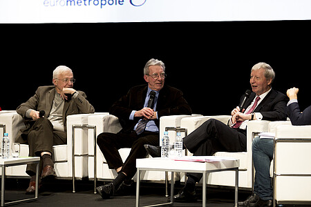 Les prix Nobel Jean-Marie Lehn, Jean-Pierre Sauvage et Jules Hoffmann ont notamment évoqué leur choix de poursuivre leurs carrières de chercheurs à Strasbourg.