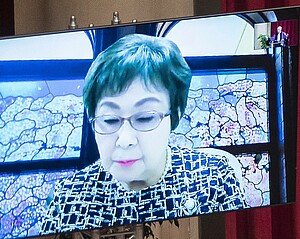 Kimiko Murofushi en visio-conférence lors de la cérémonie des Docteurs honoris causa. Crédit photo : Jean-François Badias