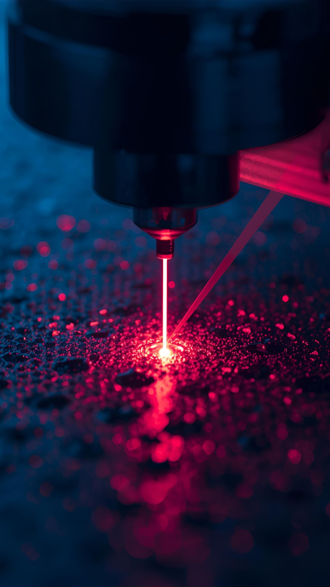 Photo générée par intelligence artificielle qui représente un laser découpant une plaque de silicium